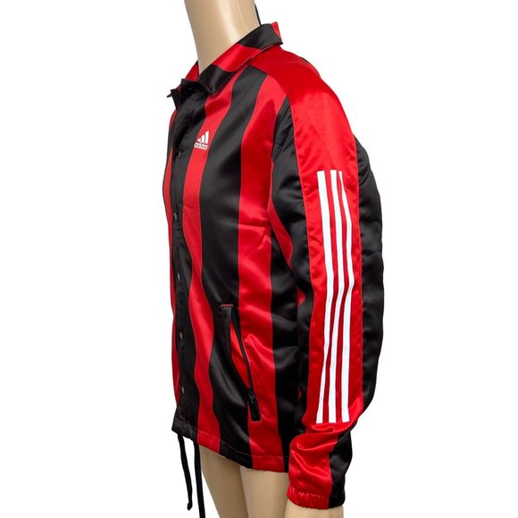 Adidas Men’s Satin Coaches Track Jacket XS Red Black Stripes HS3302 10/22 - Picture 6 of 16